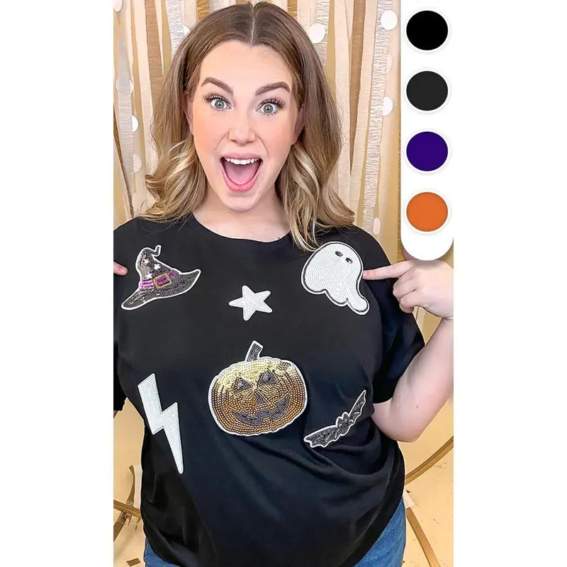 Halloween Things Sequin Graphic T-Shirt Hoodie, Sweatshirt | GrindPrints.com