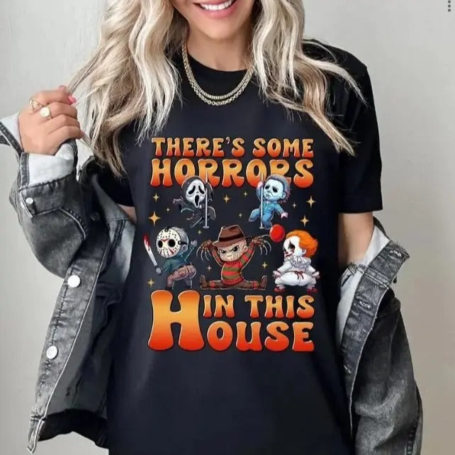 Halloween Tshirt, Horrors In This House Shirt Gift for Men Gift for Women, Halloween 2024 Shirt, Scary Movie Casual...