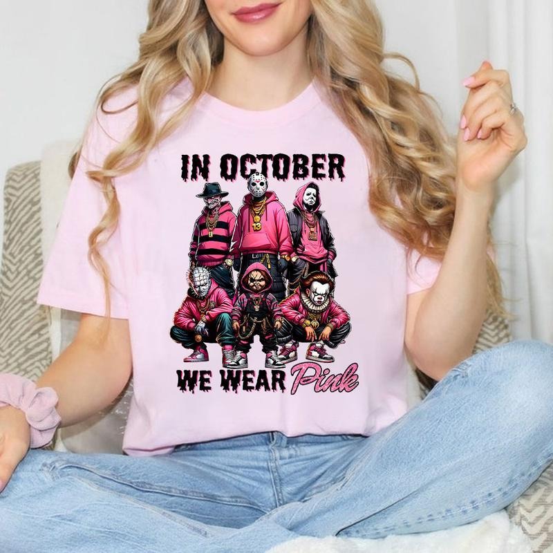 Halloween We Wear Pink Shirt, Halloween ThugLife Shirt, In October Shirt, Funny Halloween Shirt, Gifts Full Size, Full...