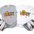 Halloween Wifey and Hubby Shirts Matching Couple T-Shirts Funny Halloween Shirt Halloween Party Tee with Colorful Spooky...