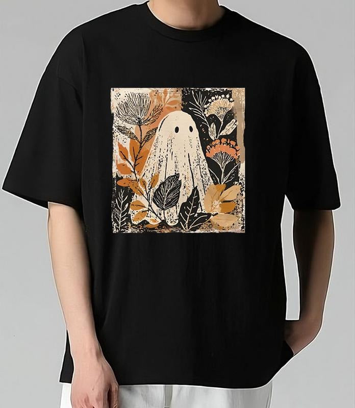 Halloween fall Ghost boho T-Shirt Football Team Retro College Ultimate Gift for Fans Retro Design Recycled Cotton Graphic...