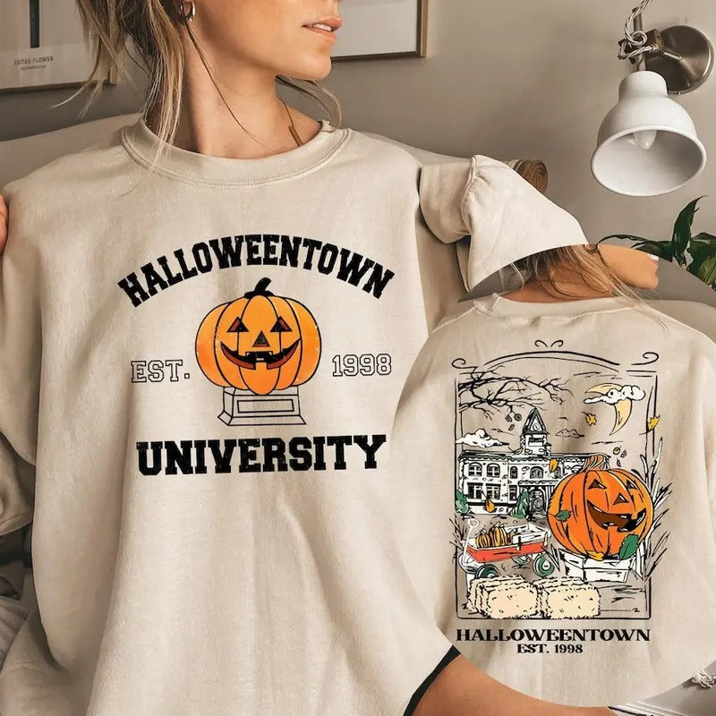 Halloweentown University Sweatshirt,  Halloween Sweatshirt Halloween Crewneck Fall Sweater T-Shirts, Hoodie | GrindPrints.com