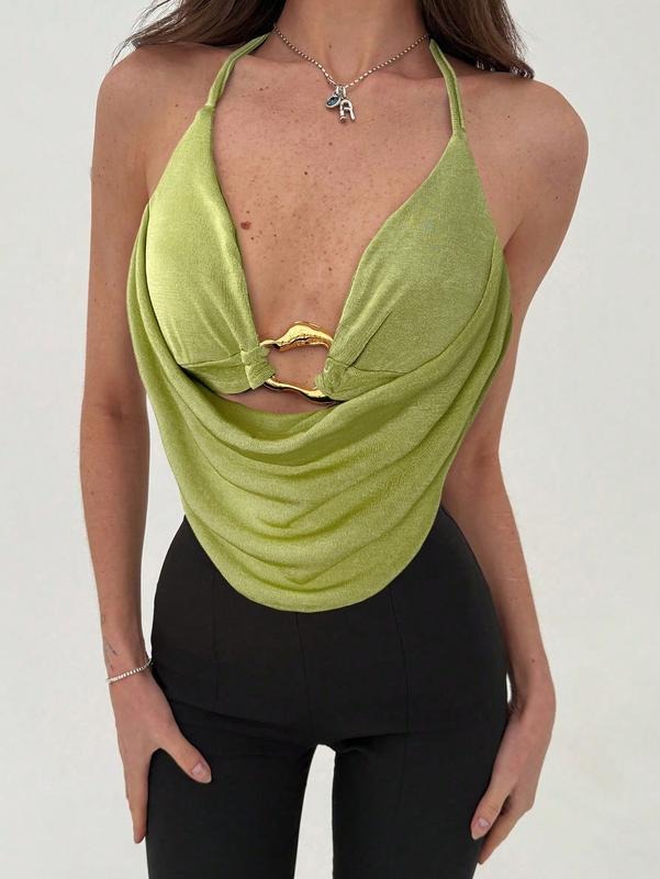Halter Top Open Back Going Out Tops Cowl Neck Festival Rave Top T-Shirts, Hoodie, Sweatshirt | GrindPrints.com