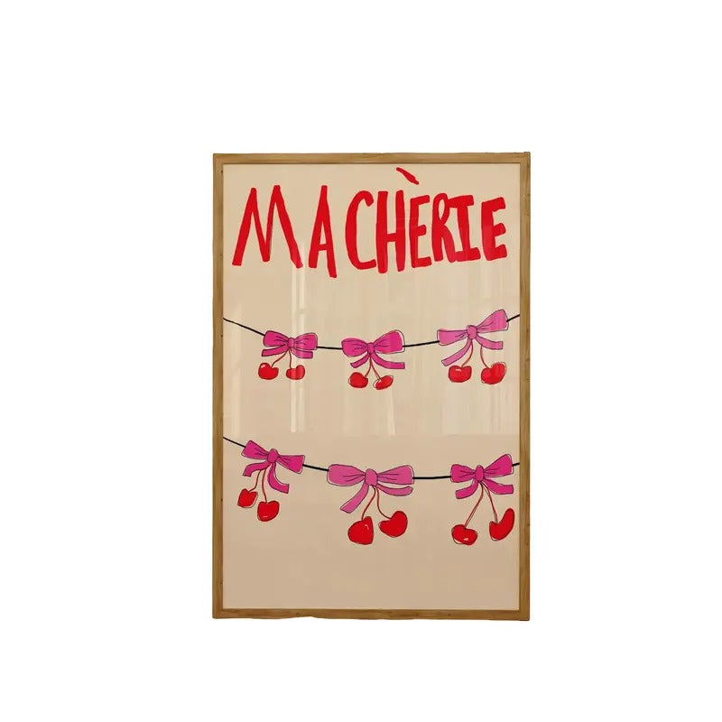 Hand Drawn Cherry Poster, Cute Red Ma Cherie Wall Art, Fruit Art Print, Trendy Wall Art, Vintage Room Decor, Y2k Dorm...