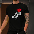 Hand With Rose Print Men's Short Sleeve T-shirt Casual Sports Regular Top For Spring Summer Made in USA Hoodie, Sweatshirt