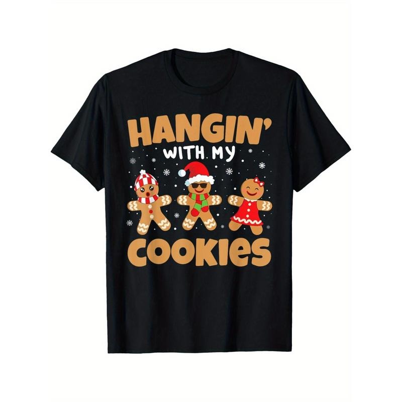 Hangin With My  Shirt Gingerbread Man Christmas T-Shirt Summer Comfortable Casual Short Sleeve T-Shirt made in usa...