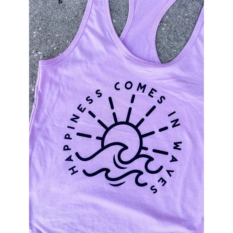 Happiness Comes In Waves Graphic Tank T-Shirts, Hoodie, Sweatshirt | GrindPrints.com