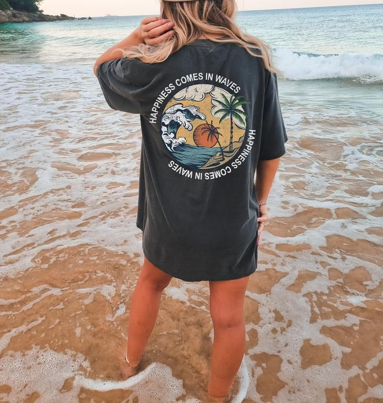 Happiness Waves Summer BeachT Shirt Boho Vintage Inspired T-Shirts, Hoodie, Sweatshirt