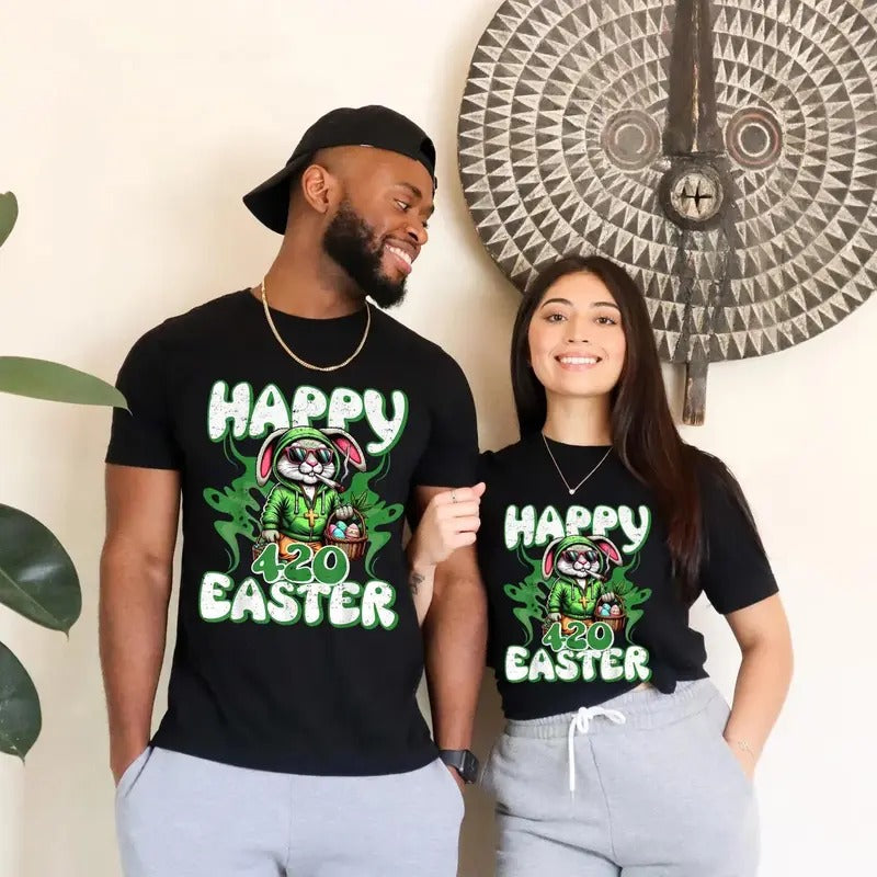 Happy 420 Easter Shirt, Happy 420 Easter Funny Smoking Easter Bunny Men T-Shirt Hoodie, Sweatshirt | GrindPrints.com