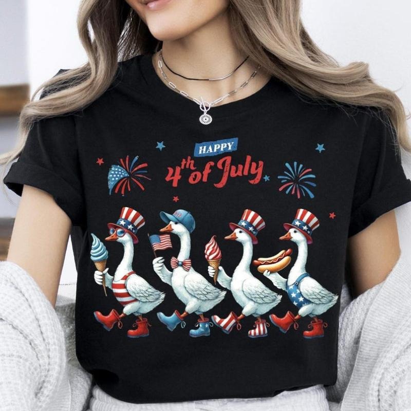Happy 4th July Ducks Shirt Independence Day American Goose Patriotic USA Flag Funny Fourth July Duck Shirt T-Shirts, Hoodie, Sweatshirt