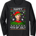 Happy 4th Of July Funny Joe Biden Ugly Christmas Sweater Long Sleeve T-Shirt Hoodie, Sweatshirt | GrindPrints.com