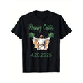 Happy Easter 420 Weed Graphic T-Shirt, 100% Cotton Crew Neck Tee, Casual All-Season Knit Fabric Top with Printed Design...