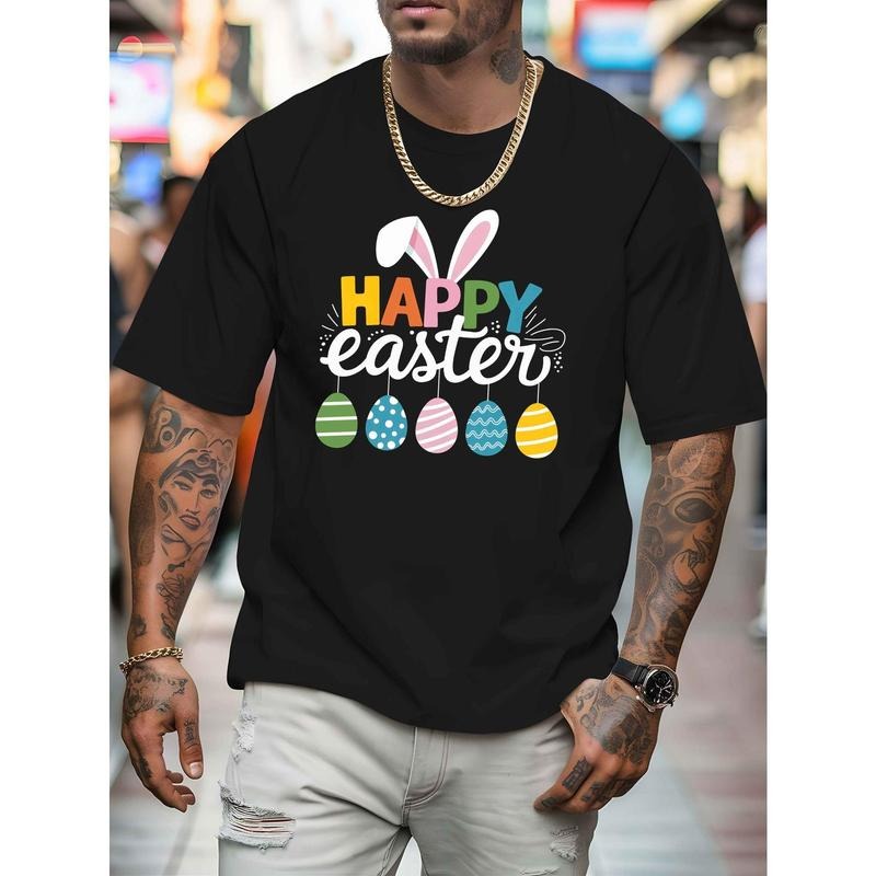 Happy Easter Egg Bunny Ears New Summer Outdoor Men'S Short-Sleeved T-Shirt Summer Fashion Trend Top Printed Men'S...