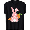 Happy Easter Men's T-Shirt with Cute Rabbit & Carrot Design - 100% Cotton, Casual Fit, Short Sleeve, Round Neck