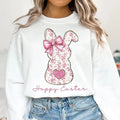Happy Easter Tshirt Sweatshirt, Pink Floral Chinoiserie Bunny Shirt, Pink Toile Easter Rabbit, Easter Coquette, Unisex...