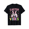 Happy Easter Vibes Video Game Bunny Gamer Mens Easter T-Shirt - Casual Crew Neck Cotton, Super Soft, Summer Breathable Tee
