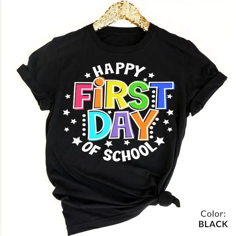 Happy First Day of School Teacher Shirt, Back to School Shirt for Teachers, Teacher Shirt Back to School Shirt Teacher...