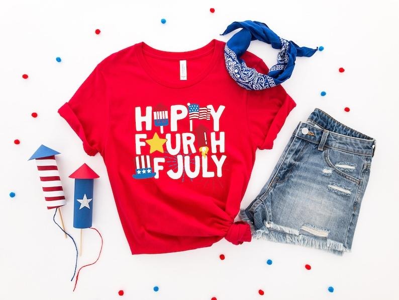 Happy Fourth of July Shirt, 4th Of July T-shirt, Fourth of July Shirt, Independence Day Shirt, Retro America Shirt,...