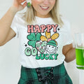 Happy Go Lucky T_Shirts St. Patricks Day Lucky Tees Happy Go Luckey Smiley Tshirt Retro St. Pattys T-Shirt Smiley Clover...