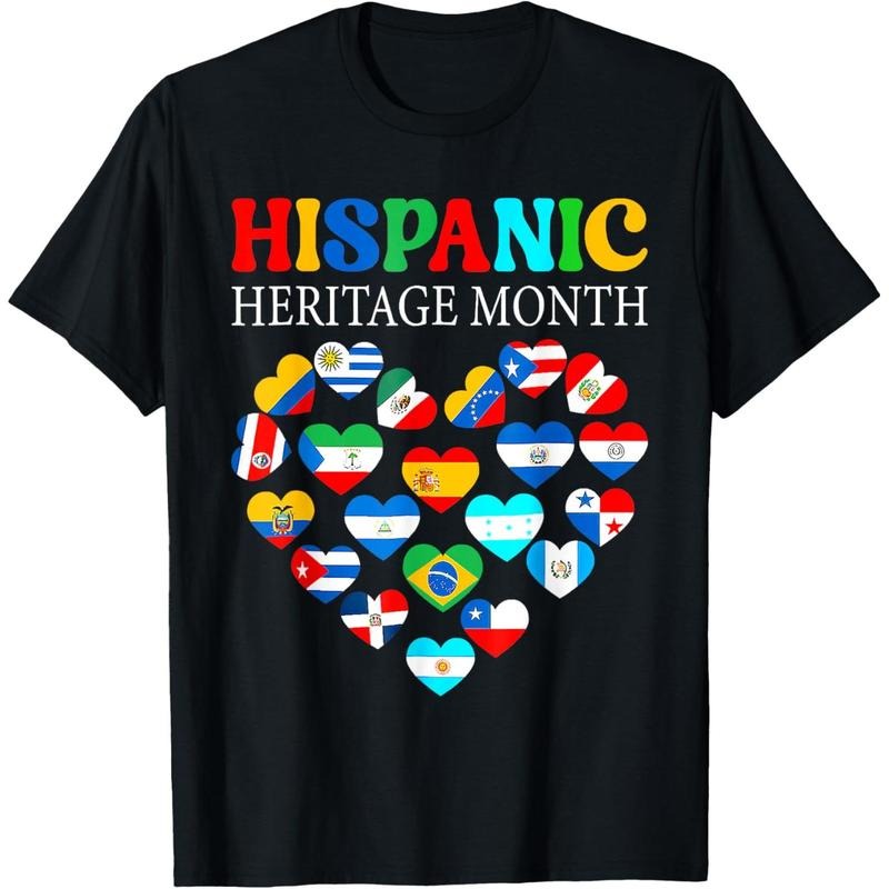 Happy National Hispanic Heritage Month All Countries Heart T-Shirt made in usa Hoodie, Sweatshirt | GrindPrints.com
