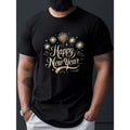 Happy New Year Fireworks & Stars Print Men's T-Shirt