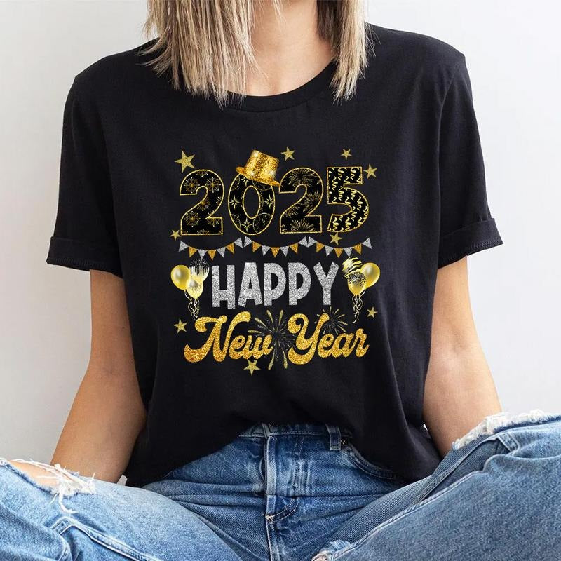 Happy New Year Party 2025 Pure Cotton Casual Street Crew Neck Short Sleeve Tops Perfect T-Shirts, Hoodie, Sweatshirt
