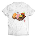 Happy Nigiri Sushi, Ikura and Uni on Wooden Plate - Short Sleeve Unisex, Men, Women, Youth T-Shirt Made in USA Hoodie,...