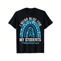 Happy Teacher I Wear Blue For My Students Autism Awareness T-Shirt for Men, Soft Fabric, Breathable, Comfortable Short...