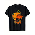 "Happy Thanksgiving Day T-Shirt - Pumpkins and Turkey Graphic Tee for Men