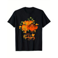 "Happy Thanksgiving Day T-Shirt - Pumpkins and Turkey Graphic Tee for Men