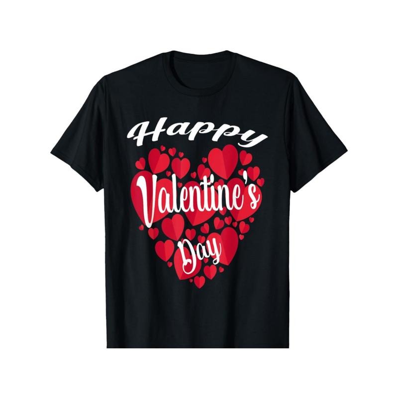 Happy Valentines Day Couples Matching Red Hearts T-Shirt made in usa Hoodie, Sweatshirt | GrindPrints.com