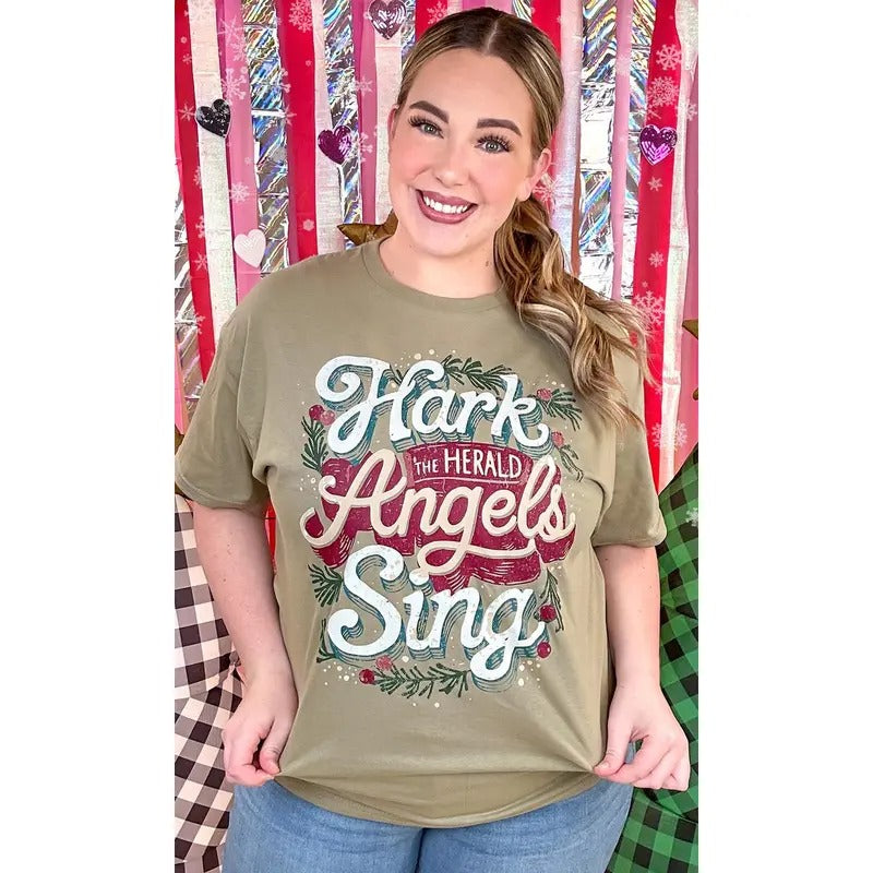 Hark the Herald Angels Sing Christmas Graphic T-Shirt Hoodie, Sweatshirt | GrindPrints.com
