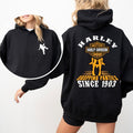 Harley with Girl Graphic Hoodie, Bold Biker Statement Sweatshirt, Motorcycle Enthusiast Design, Cozy Unisex Fall...