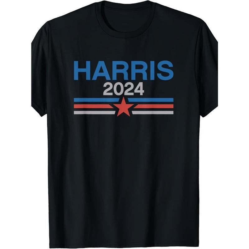 Harris 2024 Star And Stripes Kamala Harris 2024T Shirt T-shirt Casual Sports Men's Shirt Slim Short Sleeve, Casual Wear...