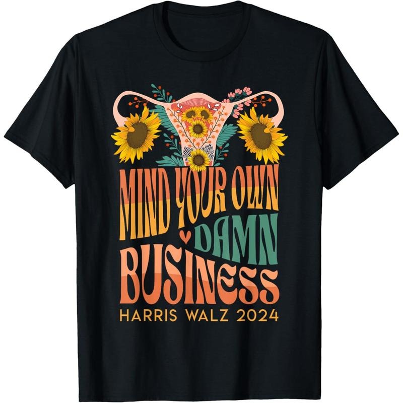 Harris Waltz 2024 Mind Your Own Damn Business Uterus Floral T-Shirt made in usa Hoodie, Sweatshirt | GrindPrints.com