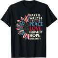 Harris Waltz 2024 Peace Love Equality Hope US Flag Sunflower T-Shirt made in usa Hoodie, Sweatshirt | GrindPrints.com