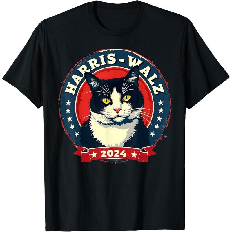 Harris Walz 2024 Funny Cat Election Kamala Harris Tim Waltz T-Shirt made in usa Hoodie, Sweatshirt | GrindPrints.com