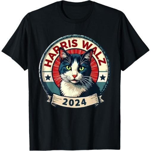 Harris Walz 2024 Funny Cat Election Kamala Harris Tim Waltz T-Shirt Hoodie, Sweatshirt | GrindPrints.com
