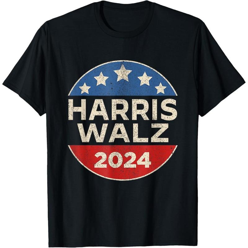 Harris Walz 2024 Kamala Harris Tim Waltz Vintage Button T-Shirt made in usa Hoodie, Sweatshirt | GrindPrints.com