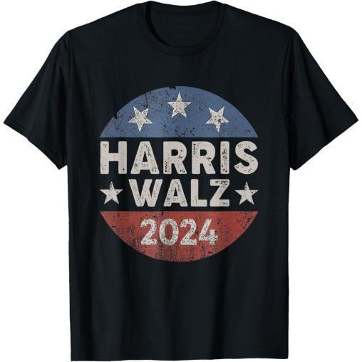 Harris Walz 2024 Vintage Button Kamala Harris Tim Walz T-Shirt made in usa Hoodie, Sweatshirt | GrindPrints.com