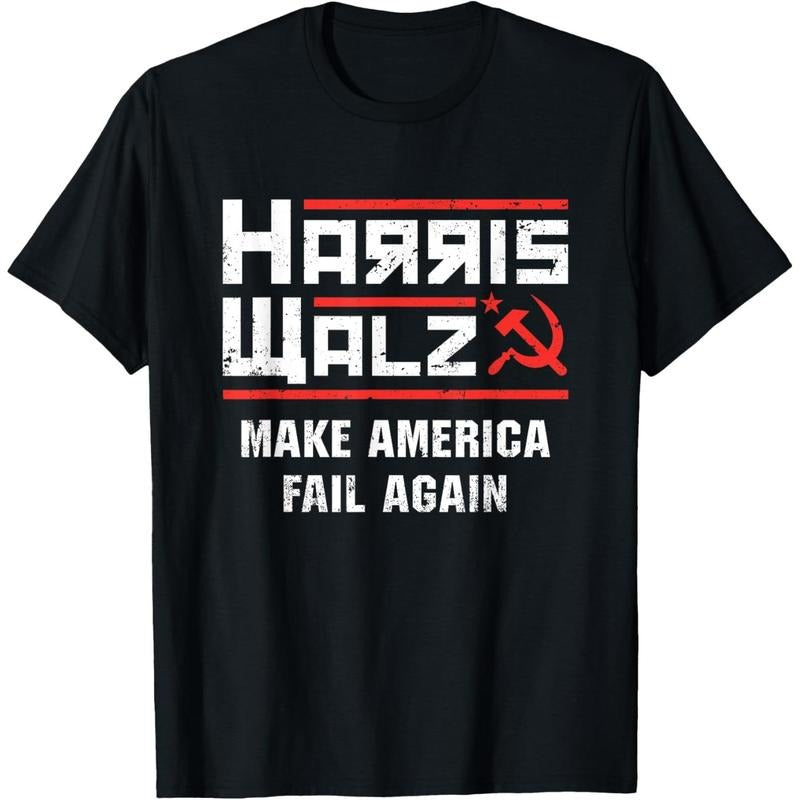 Harris Walz Make America Fail Again Anti Kamala Socialist T-Shirt made in usa Hoodie, Sweatshirt | GrindPrints.com