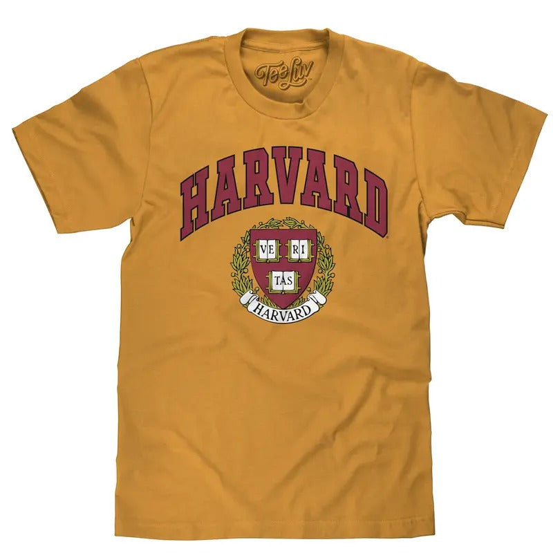Harvard Veritas Shield College T-Shirt - Mustard Yellow Hoodie, Sweatshirt | GrindPrints.com