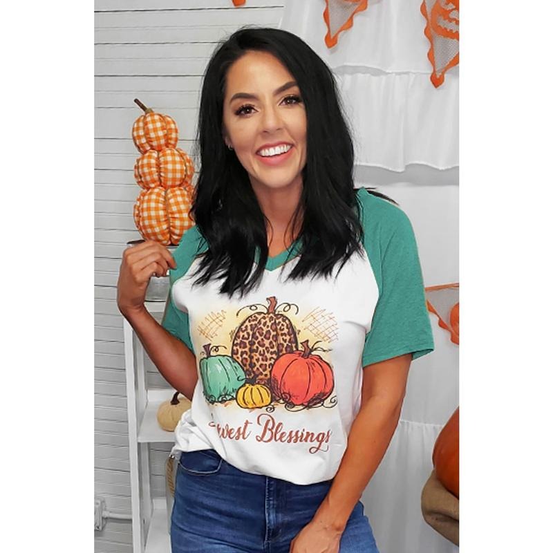 Harvest Blessing Vintage Halloween V-Neck Raglan T-Shirts, Hoodie, Sweatshirt | GrindPrints.com