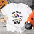 Hat Trick or Treat Shirt, Hockey Halloween T-Shirt, Cute Ghost Tee, Matching Hockey Player Halloween Gift Tee, Boo Day...