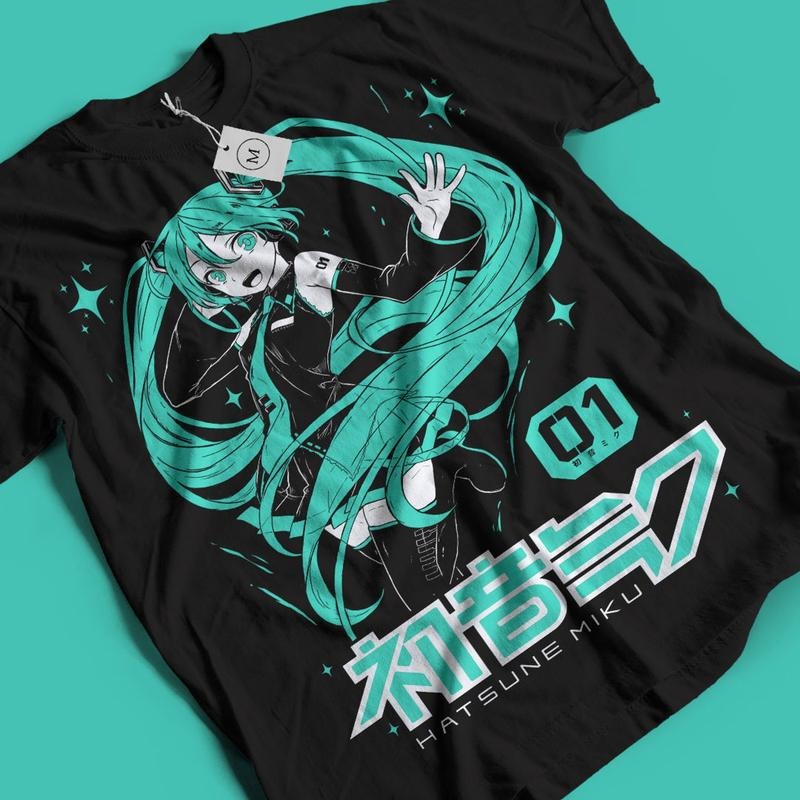 Hatsune Miku T-Shirt Anime Girl Kawaii Project Diva Vocaloid Shirt Anime Manga Shirt Anime Lovers Shirt Fire Style...