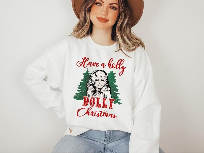 Have A Holly Dolly Christmas Sweatshirt, Vintage Christmas Sweatshirt, Funny Christmas Sweatshirt, Holly Dolly Christmas...