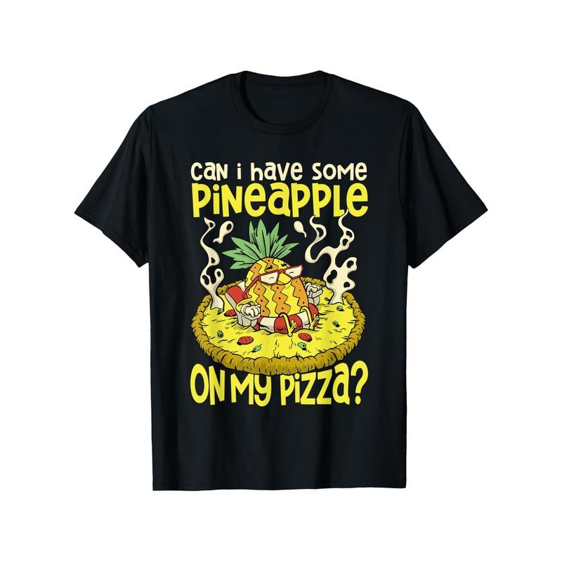 Hawaiian Pizza & Pineapple Print Cotton Breathable Comfort Fit & Perfect Thanksgiving & Sizes S XXXL Black Made Usa T-Shirts, Hoodie, Sweatshirt