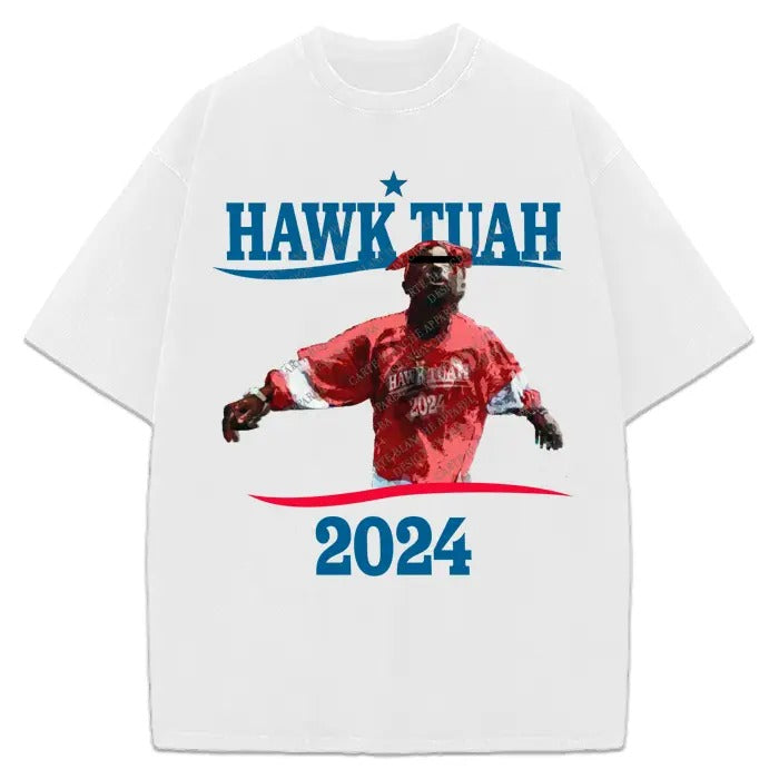Hawk Tuah Pac T-Shirt 2024 Presidential Campaign Spit On That Thang Unisex Viral T-Shirt Hoodie, Sweatshirt | GrindPrints.com