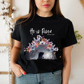He Is Risen Flower Christian Shirt Casual Style Crew Neck Short Sleeve T-Shirt Tops Trendy for Unisex, Perfect Gift...