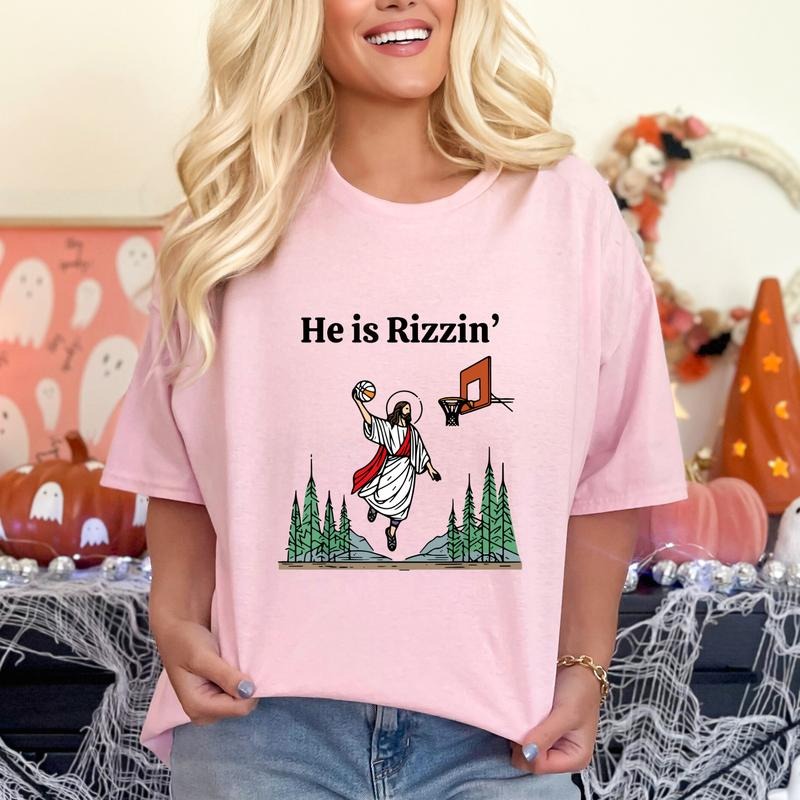 He Is Risen Funny Easter Shirt Jesus Playing Basketball Retro Y2K Christian Weirdcore That Go Hard T-Shirts, Hoodie, Sweatshirt